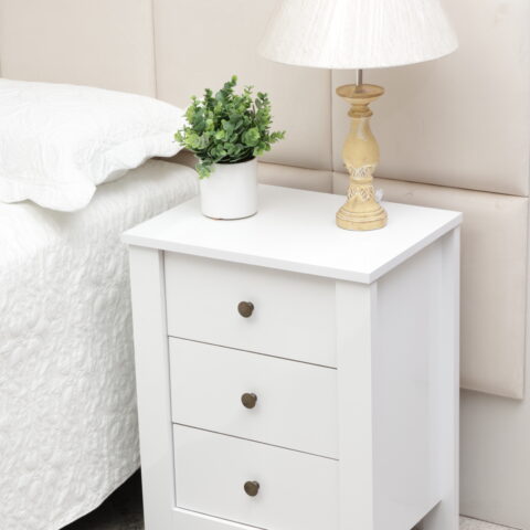 Mesa Lateral de Quarto Maggiore com 3 Gavetas Branco