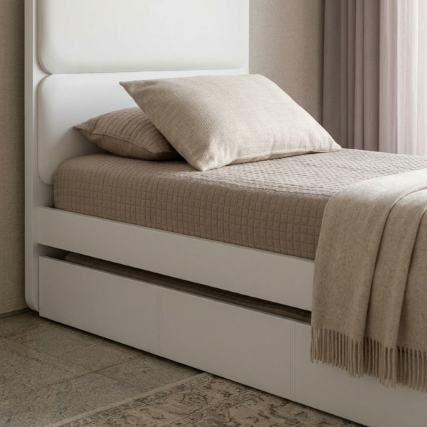 Cama Solteiro Loop Branca sem auxiliar