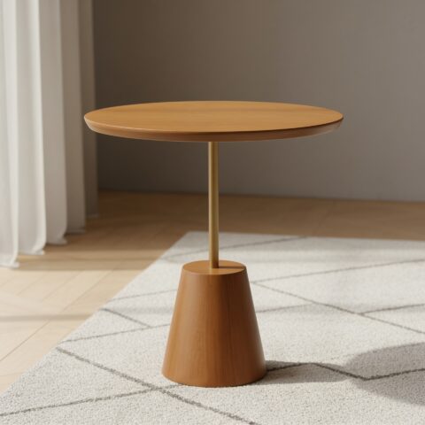 Mesa Lateral Pétala G Nogueira Metal Dourado