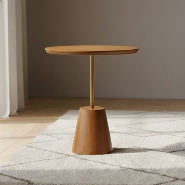 Mesa Lateral Pétala G Nogueira Metal Dourado
