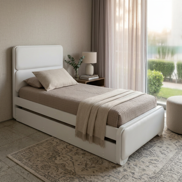 Cama Solteiro Loop Branca sem auxiliar